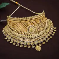22K Gold Layered Floral Jaali Choker - NCCS0921SU3369