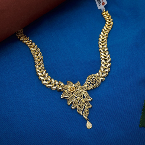 Grand Floral Short Gold Necklace-NKSL6587 S364