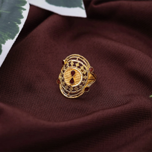 22K Maroon Enamel Infinity Gold Ring-RNL10067 SU2E99