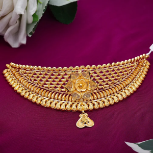 Floral Mesh Traditional Gold Choker-NCCS0724  SU2E99