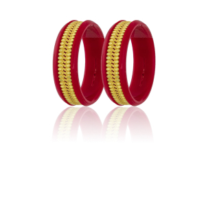 22K Classic Beadwork Gold Sankha Bangles-SJ-08