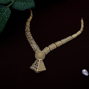 Heart Motif Short Gold Necklace-NKSL6586 S364
