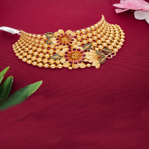 Ruby Bloom Traditional Gold Choker Necklace -1060008667970AA S346