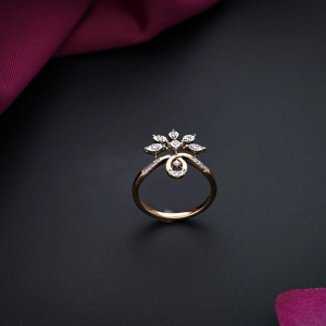 18K Gold Starburst Diamond Ring with Swirl Band - DLRG2698SU2ECA