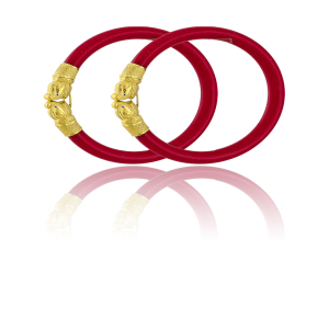 22K Traditional Fish Head Gold Sankha Bangles-SMM-03