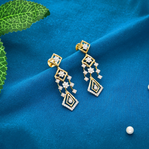 Diamond Square Drop Earrings - 1060011459364S214