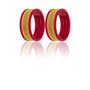 22K Honeycomb Texture Gold Sankha Bangles-SJ-23