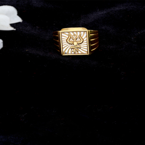 Divine Trishul Emblem Gold Ring For men-1060006023020AA S174