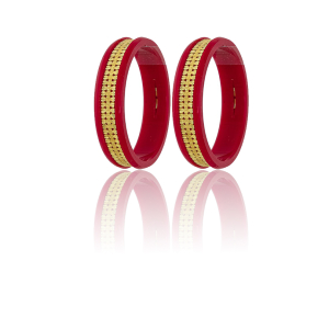 22K Floral Band Gold Sankha Bangles-SJ-10
