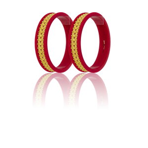 22K Floral Bead Gold Sankha Bangles-SJ-04