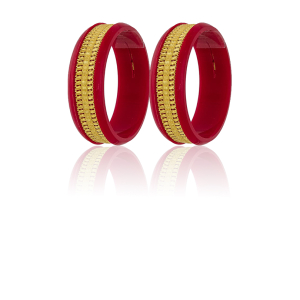 22K Classic Ribbed Gold Sankha Bangles-SJ-07