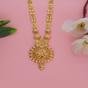 Floral Coin Semi Long Gold Necklace-1060006763803AA S118