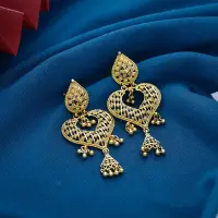 22K Gold Heart Leaf Drop Earrings - ER20864SU2E53