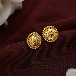 Heritage Bloom Gold Stud Earrings-TOP5888 S263