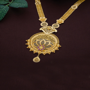 Radiant Lotus Harmony Long Gold Necklace-1060011001723AA S101