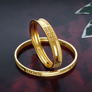Elegant Carved Gold Shagun Bangles-BNG21401 S345