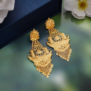22K Temple Moon Gold Jhumka Earrings - 1060010165969 S110