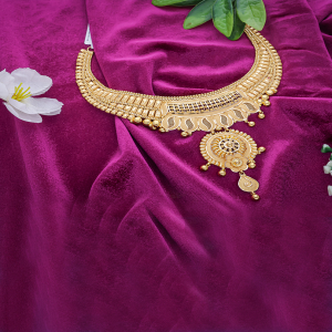Spiral Leaf Semi Long Gold Necklace-1060008781263AA S264