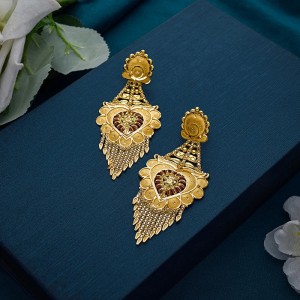 Heart Motif Gold Hanging Earrings-ER16851 SU2E83