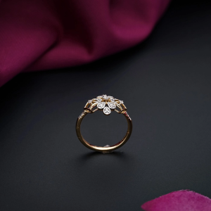 18K Gold Blooming Floral Diamond Ring with Petal Accents - DLRG2579SU2ECA