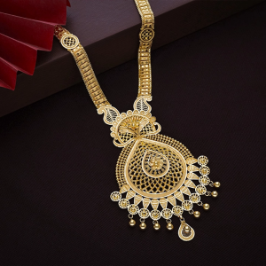 Antique Bridal Long Gold Necklace-NKSL6107SU32A1