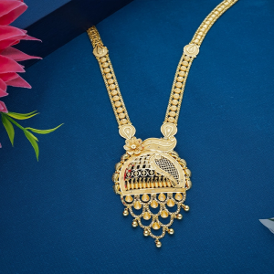 22K Gold Peacock Floral Pendant Necklace - NKSL7040SU2EA1