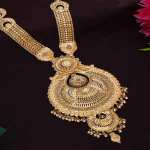 Regal Peacock Temple Long Gold Necklace-NKSS2059S