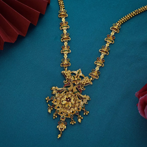 Antique Peacock Motif 22KT Gold Bridal Necklace-1060009739560 SU2EE0