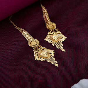 Floral Square Tassel Karnaful Earrings - KRNF0851 S423