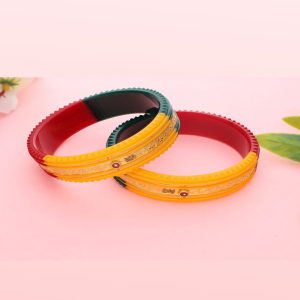 22K Traditional Tricolour Gold Sankha Bangles-1060002536548AA S190