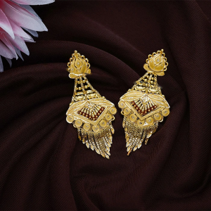 Regal Handcrafted Gold Hanging Earrings - ER16861 SU2E83