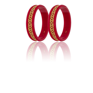22K Heritage Cut Pattern Gold Sankha Bangles-SJ-03