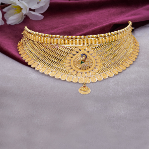 Royal Peacock Bridal Gold Choker Necklace-1060009818425AA S373