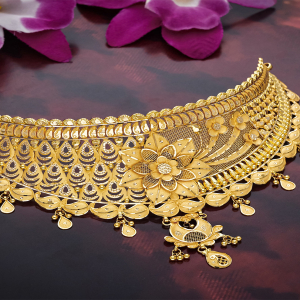 Classic Flower Design Gold Choker-NCCS0366 S141