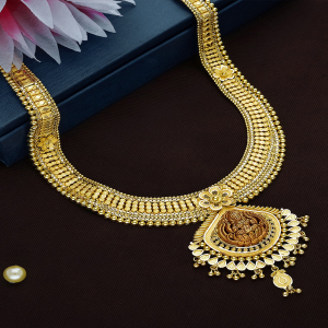 Lakshmi Temple Pendant Heritage Long Gold Necklace-NKSS3512 SU2E97