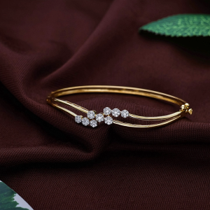 Diamond Cluster Wave Gold Bracelet-DLBR0215 S317