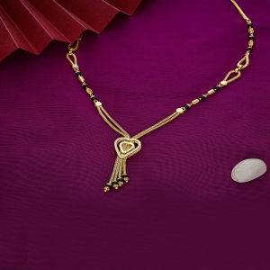 Heartline Semi Long Gold Mangalsutra-1060011327380AAS297