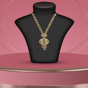 Dual Disc Semi Long Gold Necklace-1060007430957