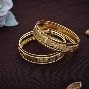 Paisley Motif 22K Gold Bangles Pair - BNG22705 S298