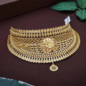 Layered Floral 22K Gold Choker Necklace - NCCS0912 SU2E97