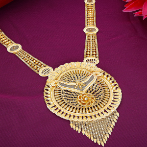 Radiant Flower Long Gold Necklace-NKSS1870S382