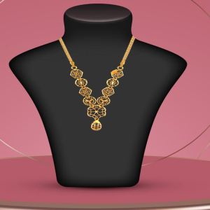 Geo Bloom Semi Long Gold Necklace-1060007431671AA S353