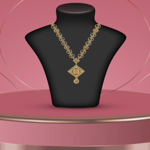 Wheel Link 22kt  Semi Long Gold Necklace-1060007431268