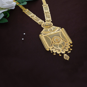 Vinyasa Floral Panel Long Gold Necklace-1060011180565AA S252