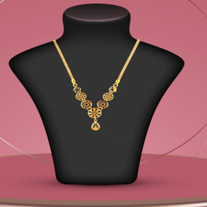 Flora Wheel Semi Long Gold Necklace-1060007431572AA S353