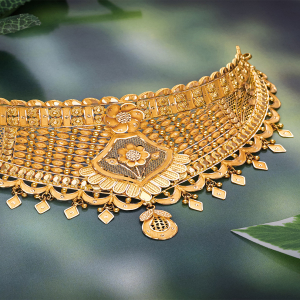 Square Floral Gold Choker-NCCS0363 S141