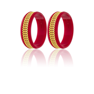 22K Floral Pattern Gold Sankha Bangles-SJ-25