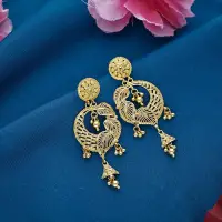 22K Gold Leaf Motif Drop Earrings - ER20871SU2E53