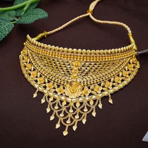 Grid Work Floret Gold Choker-NCCS0769 SU2EA1