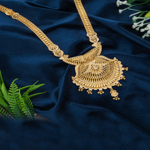 Glam Up Gold Necklace With Jhoomer Design